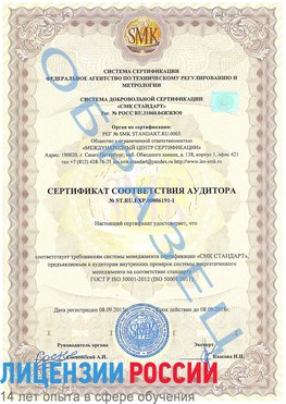 Образец сертификата соответствия аудитора №ST.RU.EXP.00006191-1 Алушта Сертификат ISO 50001