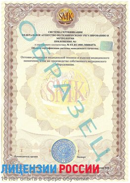 Образец сертификата соответствия (приложение) Алушта Сертификат ISO 13485