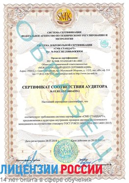 Образец сертификата соответствия аудитора №ST.RU.EXP.00014299-1 Алушта Сертификат ISO 14001
