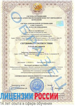 Образец сертификата соответствия Алушта Сертификат ISO 27001